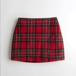 High Waisted Red Plaid Wrap Hollister Skirt